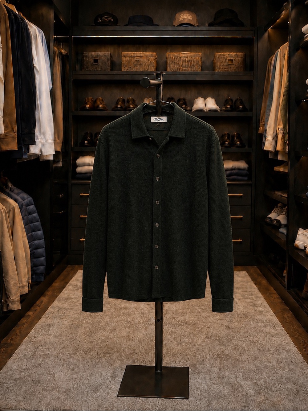 The Tie Bar Merino Ivy Pine Sweater Polo